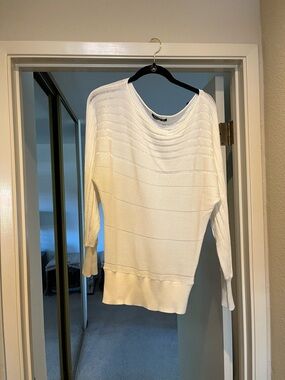 PattyBoutik Cream Scoop Neck Ribbed Knit Sweater